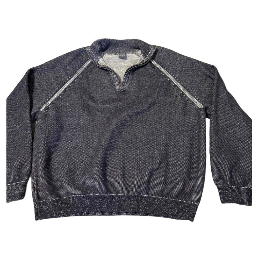 Tailor Vintage Sweater Mens XXL Quarter Zip Blue Waffle Knit Sweatshirt